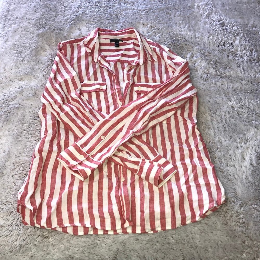 J. Crew Stripe Linen Button Down